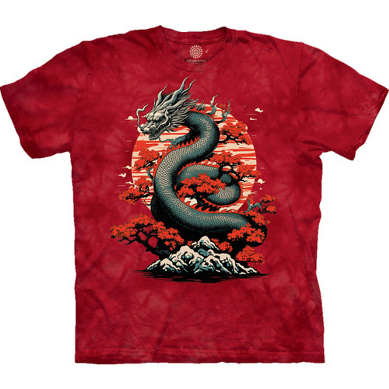Dragon Blossom Unisex Adult T-Shirt by The Mountain 100% Cotton Red