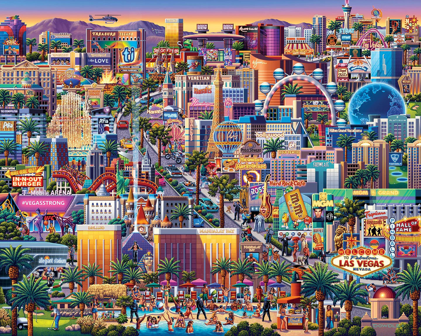 Las Vegas Strip Mini Jigsaw 210 Piece Personal Puzzle 9 x 11" Boardwalk Dowdle