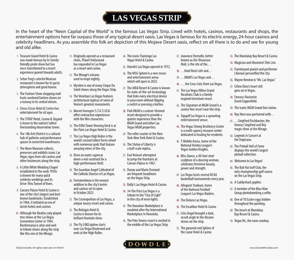 Las Vegas Strip Mini Jigsaw 210 Piece Personal Puzzle 9 x 11" Boardwalk Dowdle
