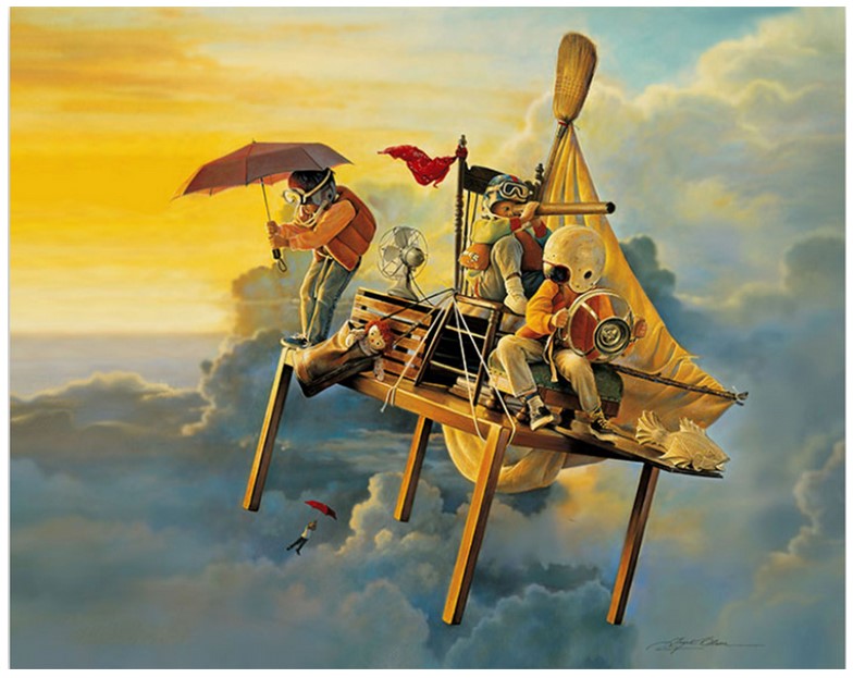 Airship Adventure 500 pc Kids at Play Using Imagination Jigsaw Puzzle 16 x 20"