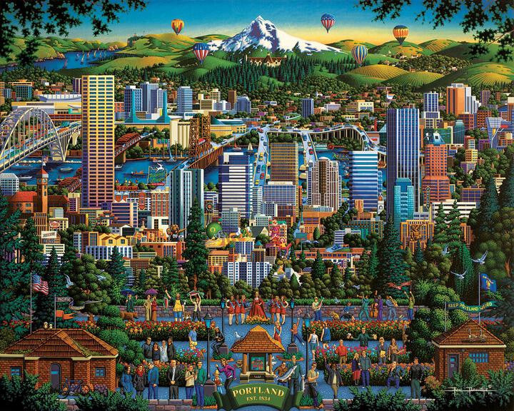 Portland City of Roses Oregon Jigsaw 1000 Piece Puzzle 19 x 26" Boardwalk Dowdle