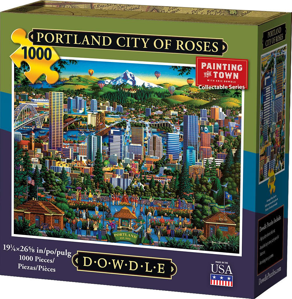 Portland City of Roses Oregon Jigsaw 1000 Piece Puzzle 19 x 26" Boardwalk Dowdle