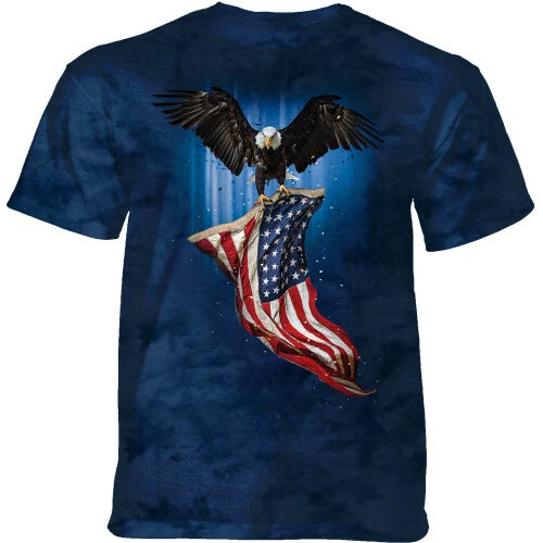 Symbol of America Eagle Flag Unisex Adult T-Shirt The Mountain 100% Cotton Blue